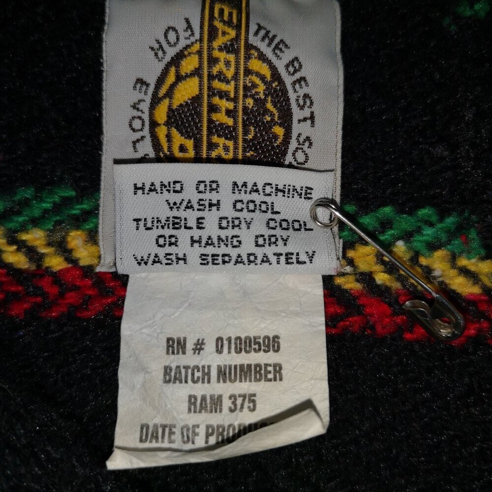 Earth Ragz Baja Men's Size Large Black with Jamaican Colors Hoodie - Picture 6 of 10